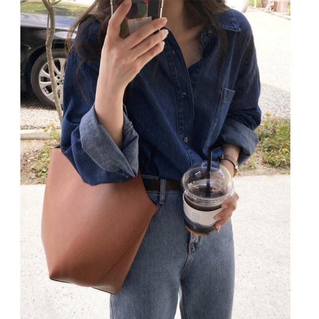 デニムシャツ ブラウス レディース 婦人服 トップス 長袖 襟付き 前ボタン ポケット シンプル 無地 おしゃれ かっこいい カジュアル ゆったり デニムシャツ ブラウス レディース 婦人服 トップス 長袖 襟付き