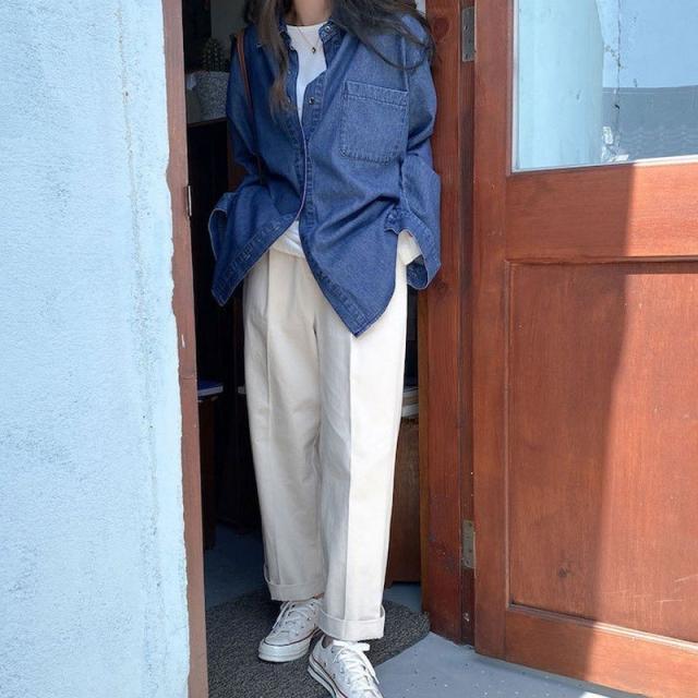 デニムシャツ ブラウス レディース 婦人服 トップス 長袖 襟付き