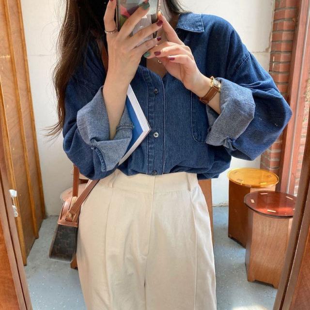 デニムシャツ ブラウス レディース 婦人服 トップス 長袖 襟付き