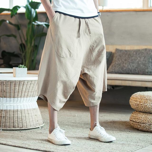 ワイドパンツ メンズ サルエルパンツ リネンパンツ 綿麻