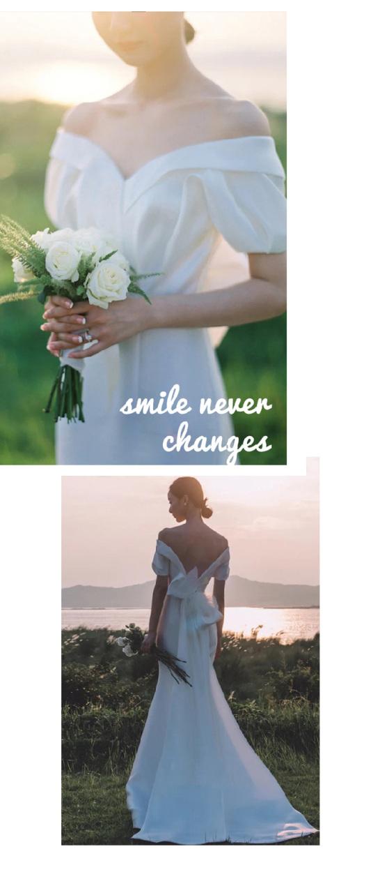 ウェディングドレス エンパイアライン スレンダー 背中空きロング