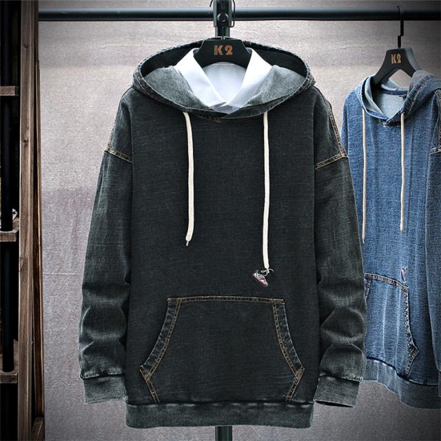 パーカー メンズ 長袖 デニム 大きいサイズ プルオーバーパーカー