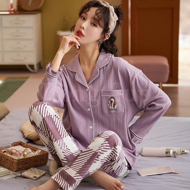パジャマ ルームウェア レディース 春夏秋新作 長袖パジャマ 前開き