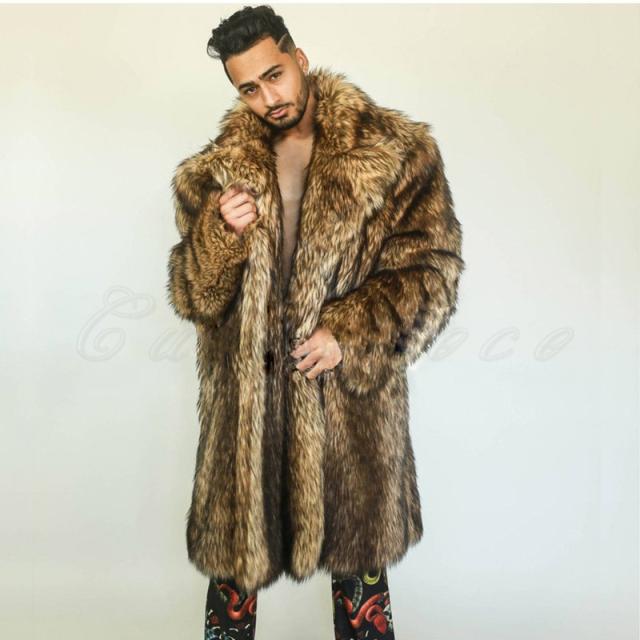 【美品！メンズ成人式　ボリュームロングファー】 メンズ ロング ファーショール 単品「ブラック・ホワイト