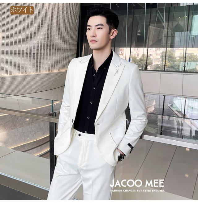 スーツ メンズ ツーピーススーツ ブレザー 刺繍 2ピーススーツ メンズ カジュアルスーツ 送料無料 ビジネススーツ 春作 新作 通勤 スーツ メンズ ツーピーススーツ ブレザー 刺繍 2ピーススーツ メンズ