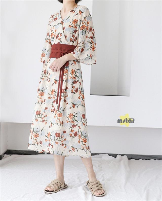 着物リメイク　カシュクール　ロングワンピース Yahoo!オークション - 心和 着物リメイク カシュクール