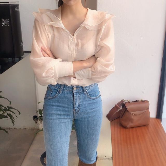 ブラウス レディース きれいめ 40代 春夏 上品 丸首ブラウス シャツ シースルートップス 長袖 韓国風トップス ゆったり インナー 大人 Tシャツ オシャレ ブラウス レディース きれいめ 40代 春夏 上品 丸首ブラウス
