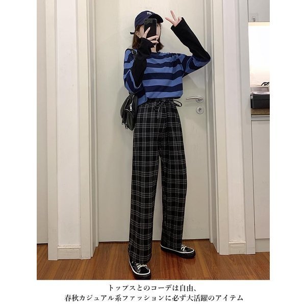 AEAEチェック柄カジュアルパンツ ウエストゴム AEAEチェック柄カジュアルパンツ ウエストゴム AEAEチェック柄