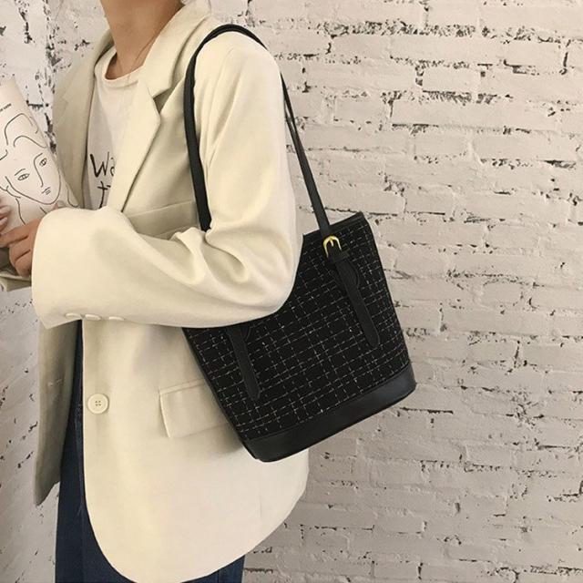 黒トートバッグと千鳥チェック柄トートバッグ(cassia ) トートバッグ レディース a4 大きめ ギンガムチェック柄 千鳥柄