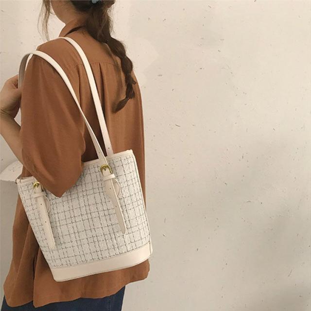 トートバッグ レディース チェック柄 千鳥格子 バイカラー