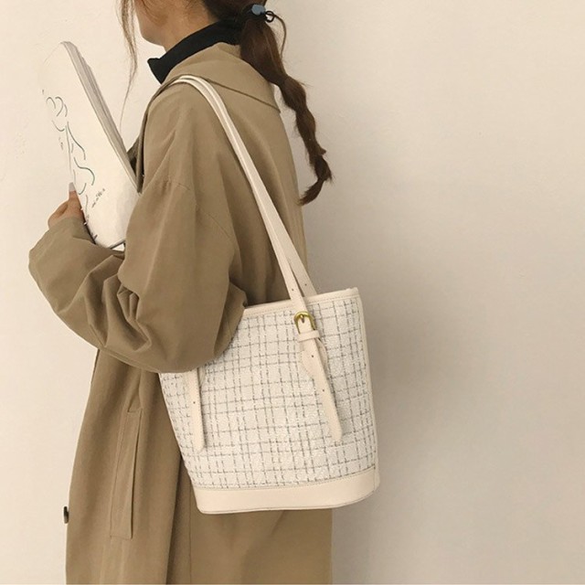 トートバッグ レディース チェック柄 千鳥格子 バイカラー
