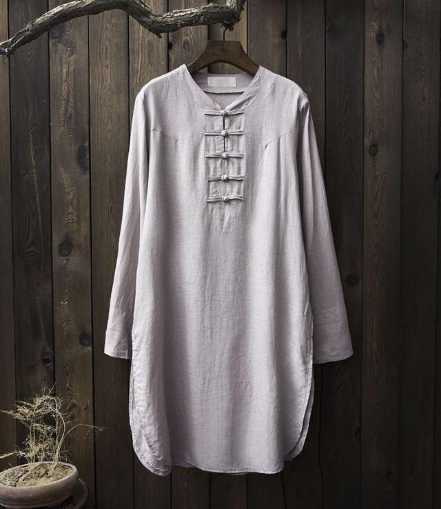 tシャツ 長袖 秋新作 レディース ロングTシャツ ブラウス 綿麻