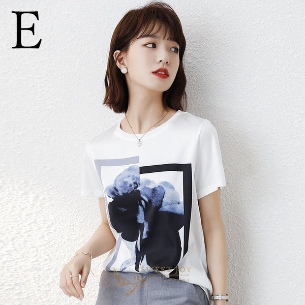 Tシャツ レディース きれいめ 40代 夏 上品 半袖Tシャツ プリント ブラウス 白トップス カジュアル韓国風 ゆったりカットソー オシャレ 大きいサイズTシャツ Tシャツ レディース きれいめ 40代 夏 上品 半袖Tシャツ