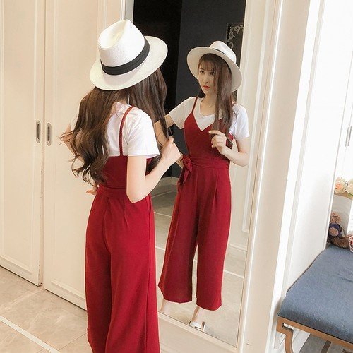 サロペット 20代 30代 40代 50代 コーデ オールインワン レディース ファッション 女性 カジュアル 秋 夏服 春 シフォンサロペットパンツ Vネック REAL STYLE（ファッション） オールインワン サロペット ロング