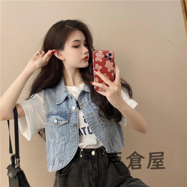 ベストレディース春服ジレチェスタージャケットノースリーブ前開アウター春カジュアル photo8879-07.jpg