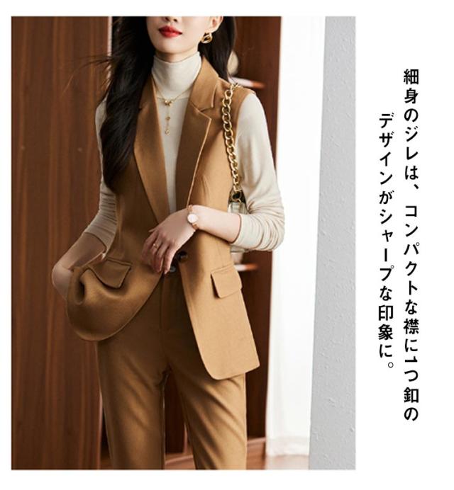 ノースリーブ ダブルブレスト ジレ パンツ スーツ セットアップ 楽天市場】ジレ パンツスーツ 上下セット セットアップ