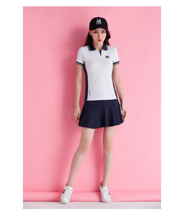 Malbon ゴルフウェア レディース 半袖Tシャツ＆スカート セットアップ⭐ Malbon レディースゴルフTシャツ＆スカートセット Malbonの夏に