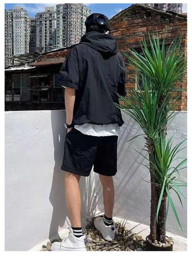 送料無料 半袖 パーカー メンズ セットアップ ハーフジップ 2点セット