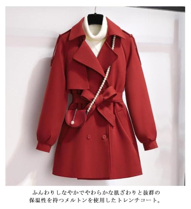 トレンチコート ショート丈 レディース チェスターコート ダブル