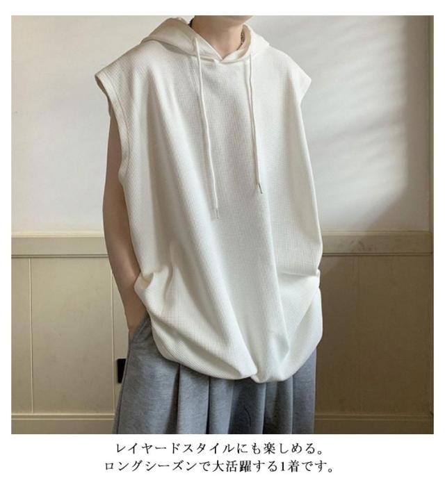 メンズフードノースリーブTシャツおしゃれカジュアル 楽天市場】M-3XLサイズ！フード付きノースリーブトップス t