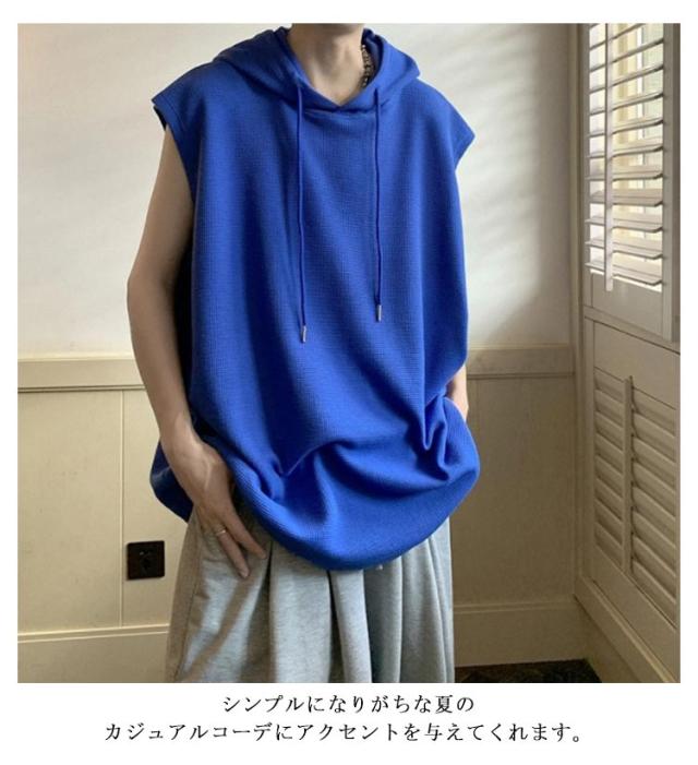 メンズフードノースリーブTシャツおしゃれカジュアル メンズフードノースリーブTシャツおしゃれカジュアル (Tシャツ