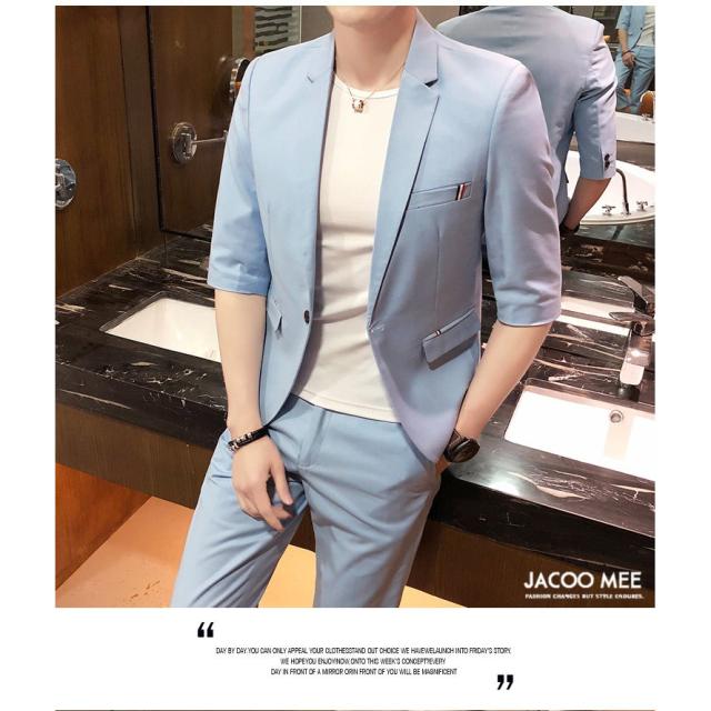 当日出荷 カジュアルスーツ メンズ スーツ セットアップ 紳士用 スーツセット 7分袖 ビジネス テーラードジャケット 上下セット 春 新作 送料無料 在庫処分セール Centrodeladultomayor Com Uy