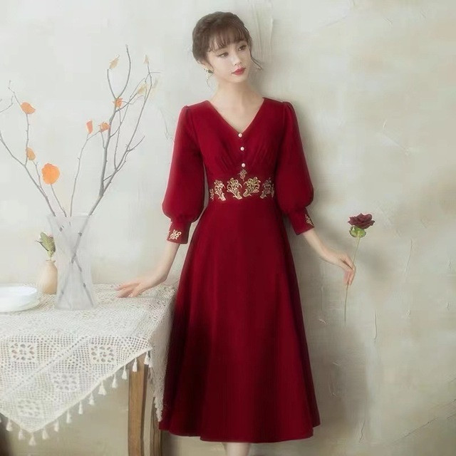 珍しい パーティードレス 安い 可愛い イブニングドレス 発表会 演奏会 結婚式 披露宴 ｖネック ミディドレス コスチューム 新色追加 Farmerscentre Com Ng