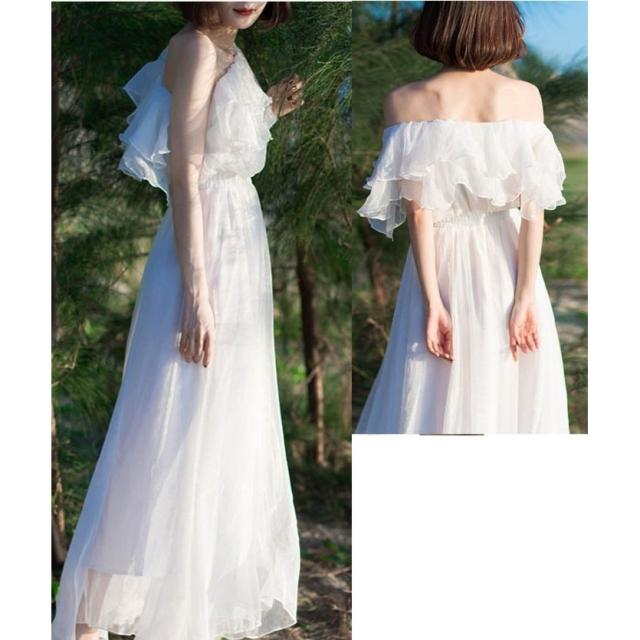 春バーゲン 特別送料無料 オフショルダー ワンピース 選べるワンピース丈 韓国 ボヘミア風 フリル 夏ワンピ マキシ丈ワンピース 旅行 海デート 白 緑 赤 21新発 Arnabmobility Com