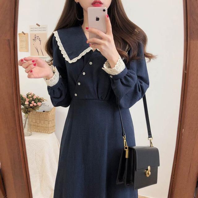 在庫限り シャツワンピース レディース 40代 マキシワンピース 秋 きれいめ 長袖 ワンピース Vネック 綿麻 レース切り替え 上品 Aライン ワンピース セール価格 公式 Centrodeladultomayor Com Uy