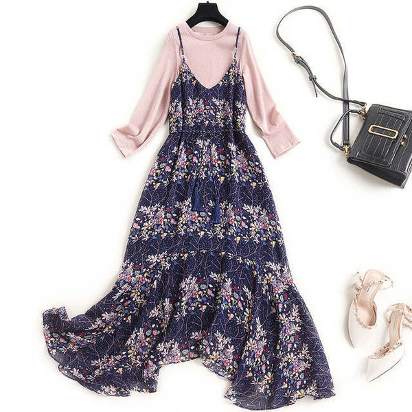 保証書付 セットアップ 2点セット ツーピース ワンピース キャミソール 花柄プリント ニットソー セーター Ol 通勤 送料無料 Www Servblu Com