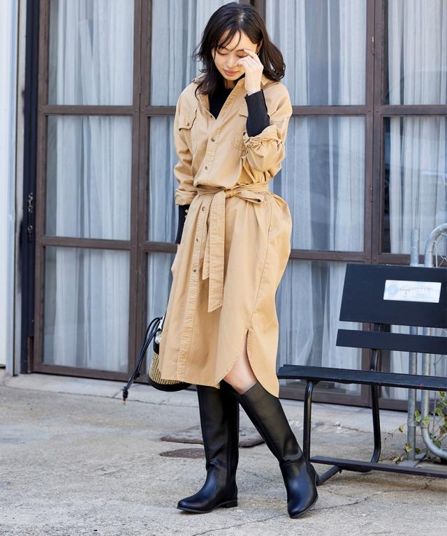 大きいサイズ レディース ゆったり幅 ロング ブーツ 低反発中敷 23.0〜23.5/24.0〜24.5/25.0〜25.5/26.0〜26.5cm ニッセン nissen