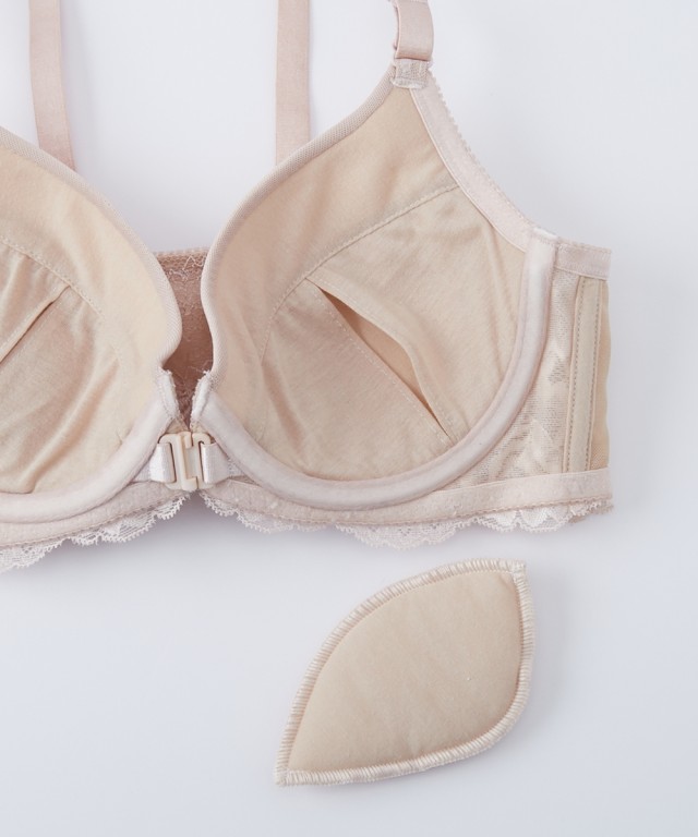 ブラジャー フロントホック モールドカップ 背中レース ワイヤー