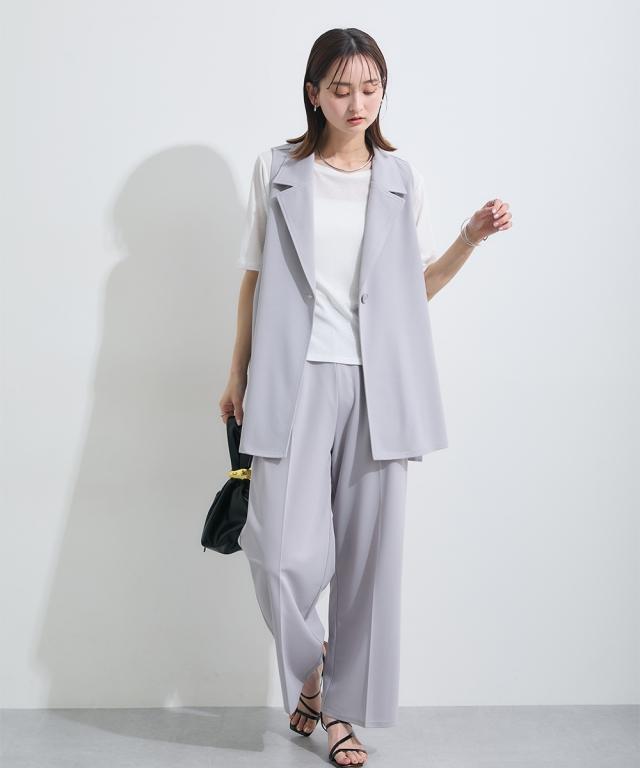 ベスト ジレ 2点セットノースリジャケット×パンツ レディース ベストパンツセット レディース 2点セット ベスト ジレ