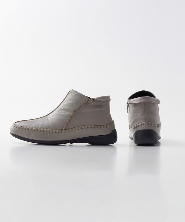 シニア ファッション 3Eサイドファスナー山羊革アンクル ブーツ 22.5/23/23.5/24/24.5 ニッセン nissen シニア ファッション 3Eサイドファスナー山羊革アンクル ブーツ 22.5