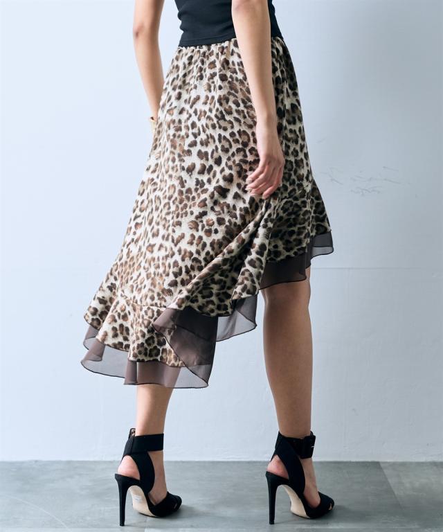 スカート レディース アニマル柄イレギュラーヘムレイヤード ERES BELLA LL/3L ニッセン nissen スカート レディース アニマル柄イレギュラーヘムレイヤード ERES