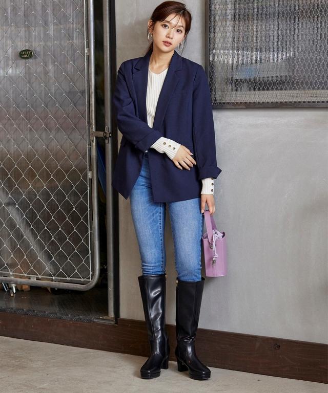 大きいサイズ レディース ゆったり幅広 ストーム付 ストレッチ ロング ブーツ 低反発中敷 ワイズ4E  シューズ 23.0〜23.5/24.0〜24.5cm ニッセン nissen