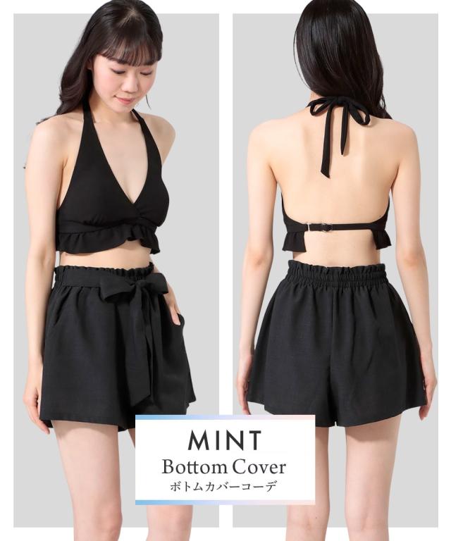 水着 大きいサイズ レディース 4点セット 水陸両用透け感Tシャツ パンツ 付きビキニ MU045-B 夏 かわいい おしゃれ 4L/5L/6L/8L/10L ニッセン nissen