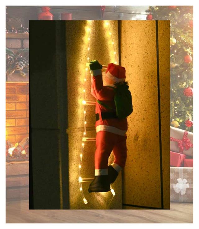 LED イルミネーションライト はしご サンタ 人形60cm