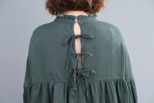シャツ ブラウス ロングシャツ レディース 秋 トップス 長袖 無地 フリル カットソー 大きいサイズ ゆったり 綿麻 リネン オシャレ 通勤  通学 シャツ ブラウス ロングシャツ レディース 秋 トップス 長袖