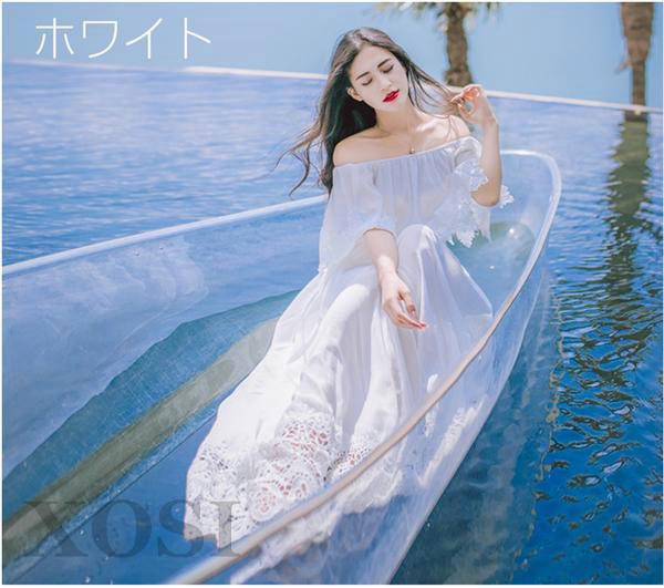 マキシワンピ レディース 白ワンピース マキシ丈 ロング丈 ベアトップ