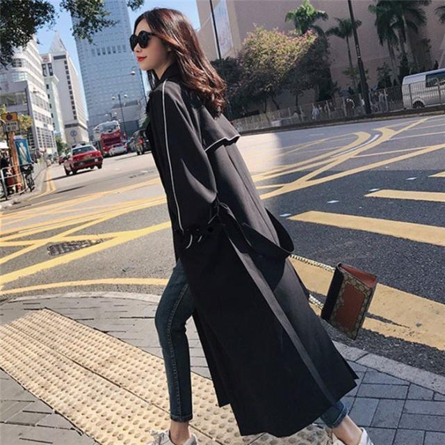 TO BE CHIC スプリングコート　ライトアウター 軽量　40 ブラック 黒 トレンチコート レディース 40代 ロング丈ジャケット スプリング
