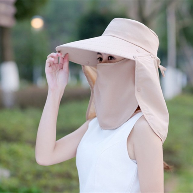 女性用サンハット ビーチハット サンバイザー 大きなつば付き
