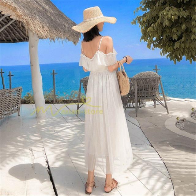 マキシワンピース キャミソール チュール フレアワンピース セクシー