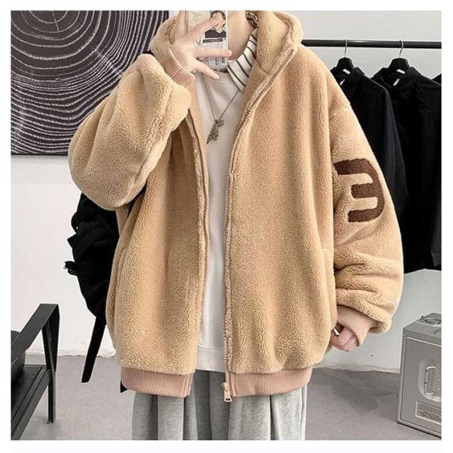 メンズ オーバーサイズ 通勤 フリースジャケット ボアコート