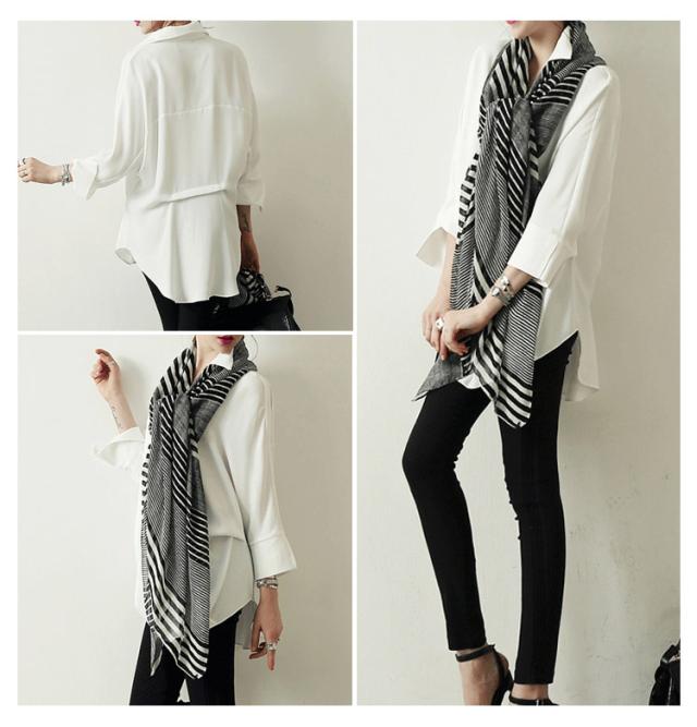 ロングブラウス レディース 七分袖 ウエストドレープタック vネック 襟