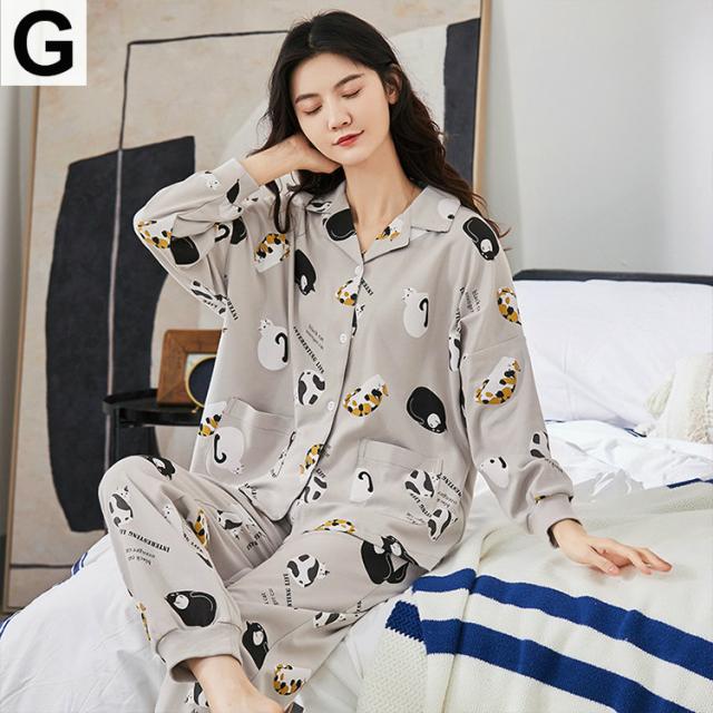 ナイトウェア ルームウェア パジャマ 部屋着 レディース 襟付き 総柄