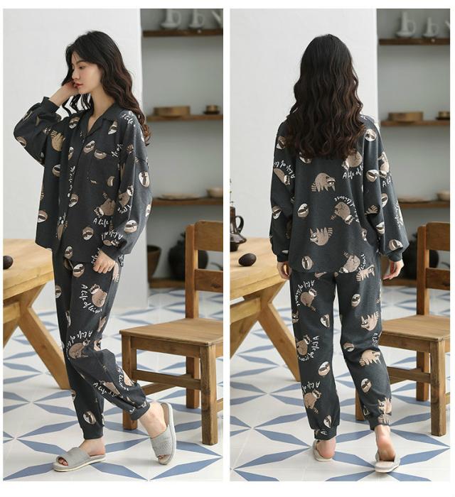 ナイトウェア ルームウェア パジャマ 部屋着 レディース 襟付き 総柄