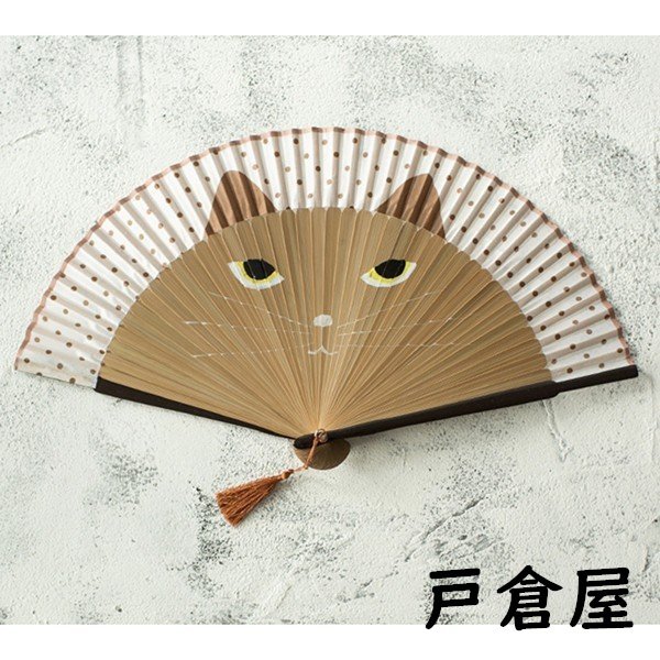 扇子 猫扇子 黒猫 お洒落もの 短地 黒猫グッズ 茶扇 能扇 舞扇 飾り用