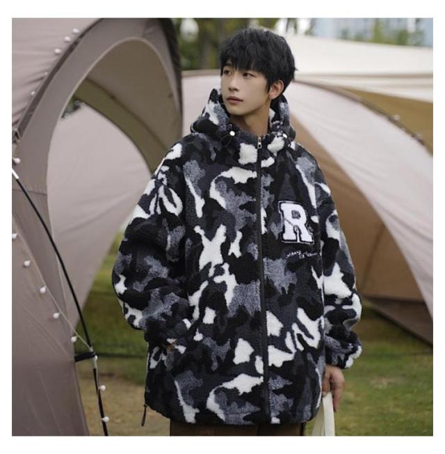 ボア ジャケット メンズ ボア ブルゾン 迷彩 メンズ ボア パーカー