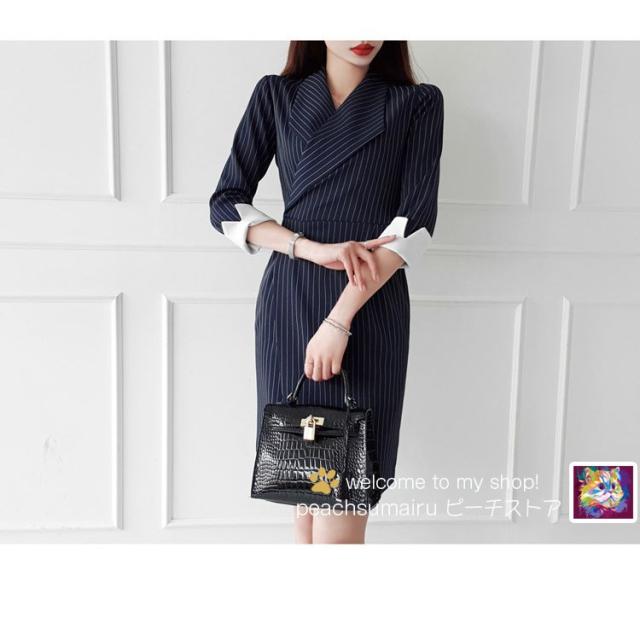 72時間限定タイムセール ワンピース レディース 40代 きれいめ 膝丈ワンピース 春夏 七分袖ワンピース デーライト襟 ボーダー柄 タイトスカート オシャレ韓国風 O 無料長期保証 Www Iacymperu Org